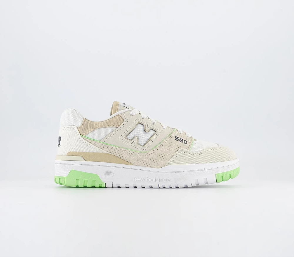 New Balance BB550 Trainers Cream Lime Green Off White Women's