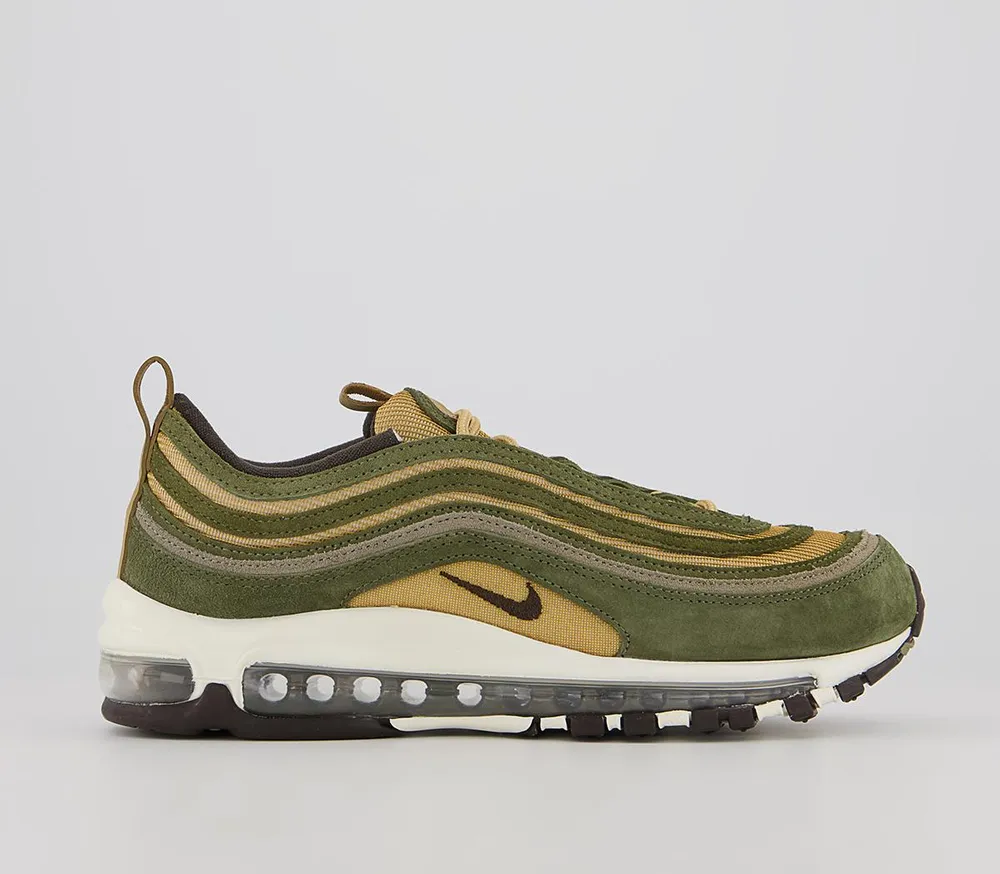 Nike Air Max 97 Trainers Rough Green Ironstone Metallic Gold Matte