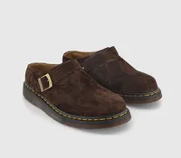 Dr. Martens Isham Buckle Mules Dark Brown Desert Oasis Suede