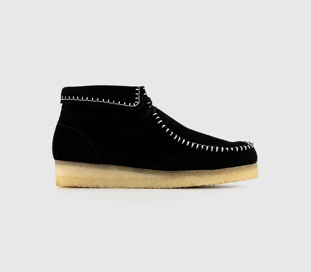 Clarks wallabee black suede best sale womens shoes