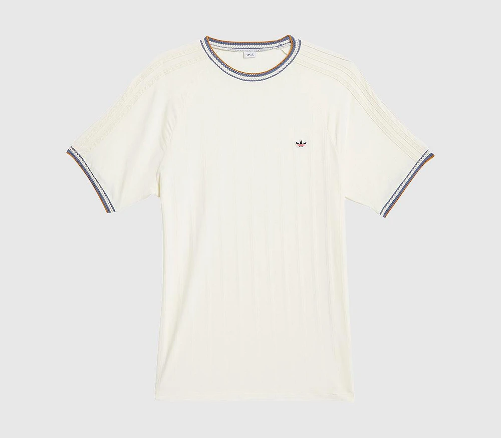 Adidas Consortium CLOT Knit Collar 3 Stripes Tee Cream White