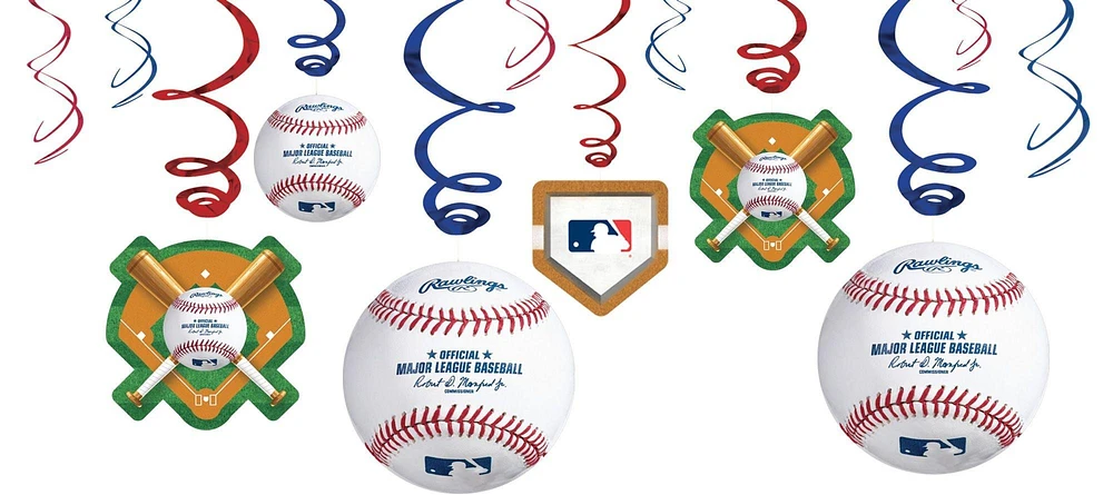 PartyCity MLB Baseball Swirl Decorations, 12ct | Hamilton Place