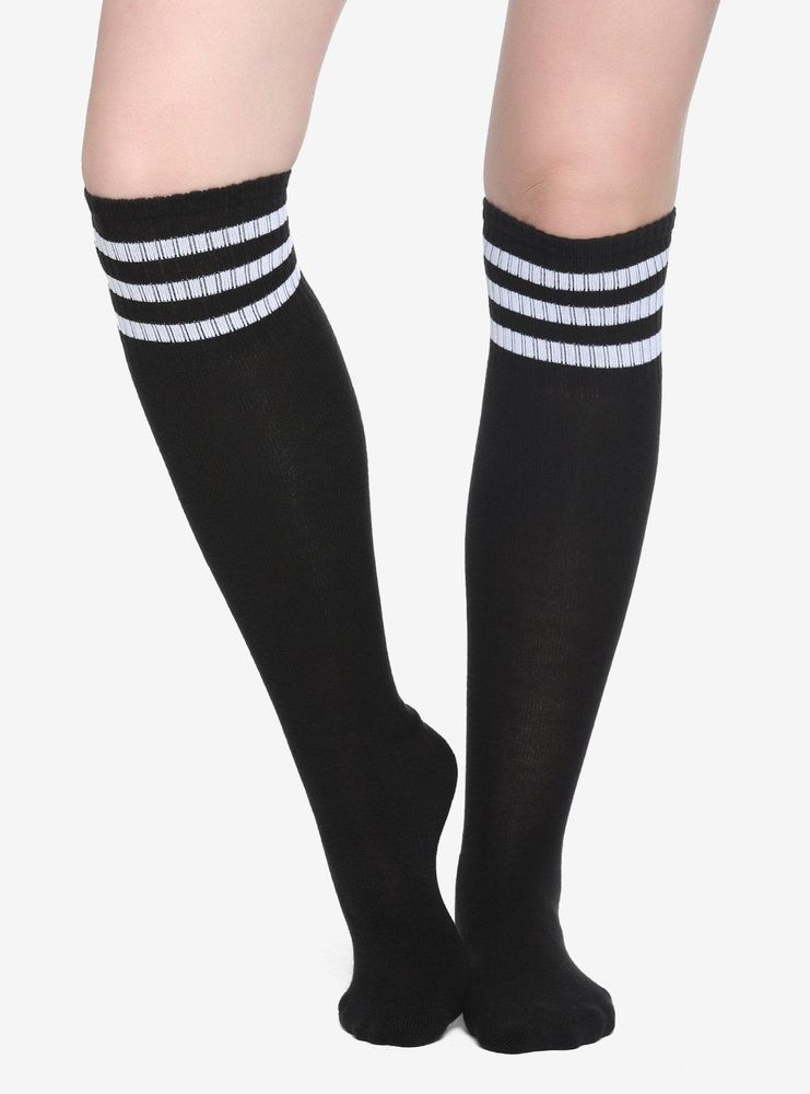 Hot Topic Black & White Cushioned KneeHigh Socks Bramalea City Centre