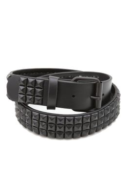 Red Three Row Pyramid Stud Belt Vegan Leather Punk Goth