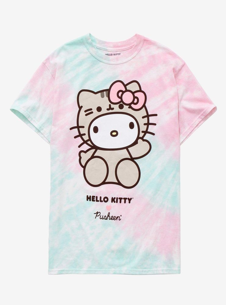 Hot Topic Hello Kitty X Pusheen Tie-Dye Boyfriend Fit Girls T-Shirt ...