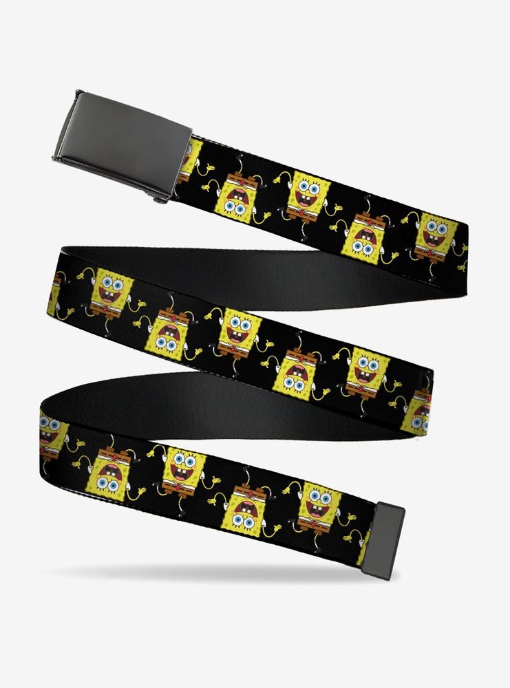 BoxLunch Spongebob Squarepants Wavy Arm Pose Flip Black Clamp Belt
