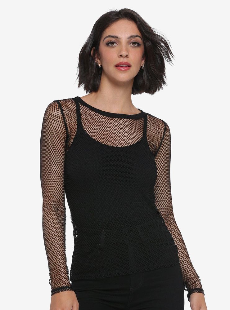 Shops fishnet mesh long sleeve