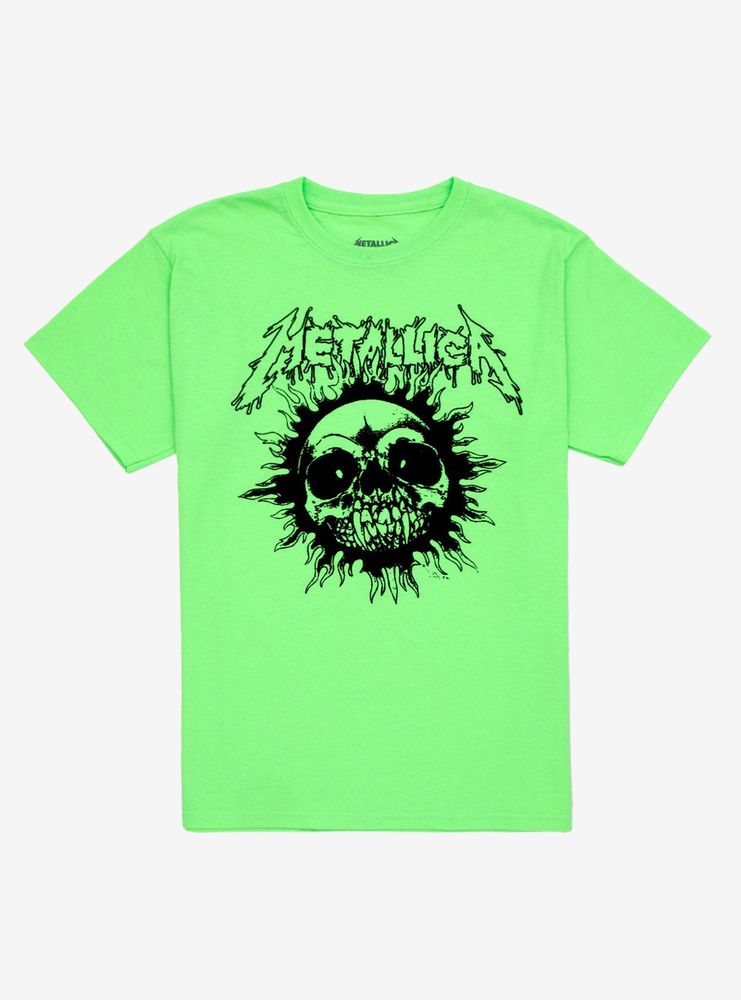 Hot Topic Metallica Neon Skull Sun Boyfriend Fit Girls T-Shirt | Mall ...