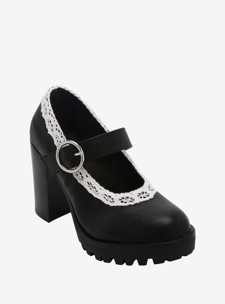 Hot Topic Black White Lace Platform Mary Janes Mall of America®