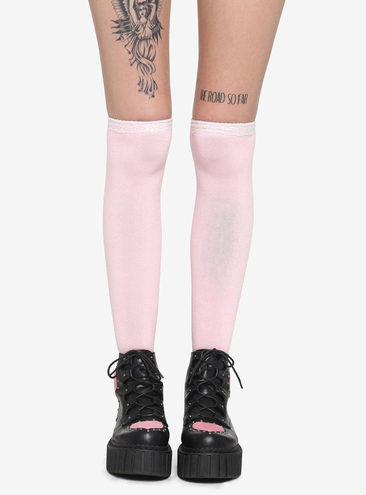 Pink over the knee socks sale