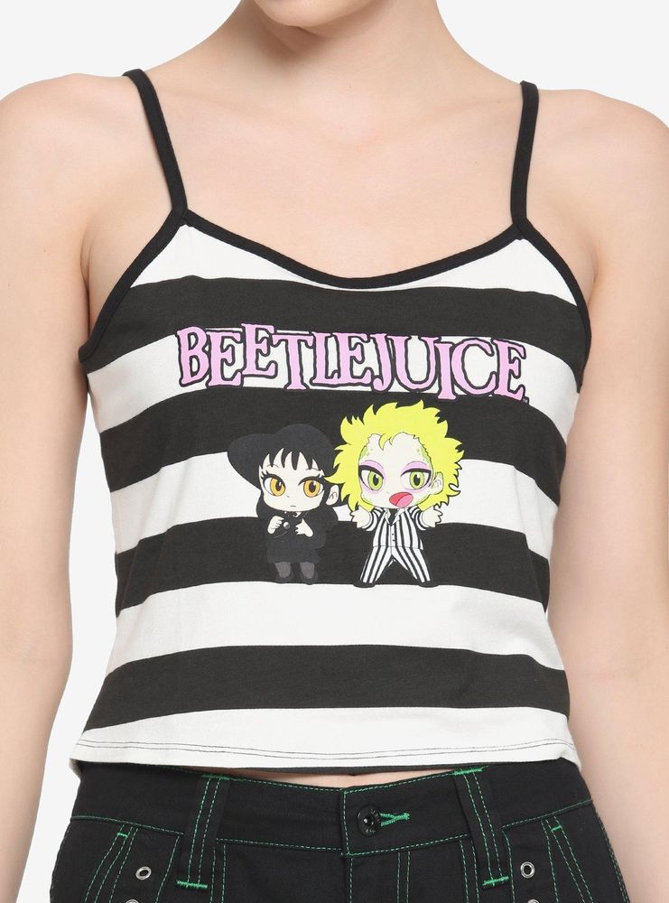 Hot Topic Beetlejuice Chibi Characters Girls Crop Strappy Tank Top