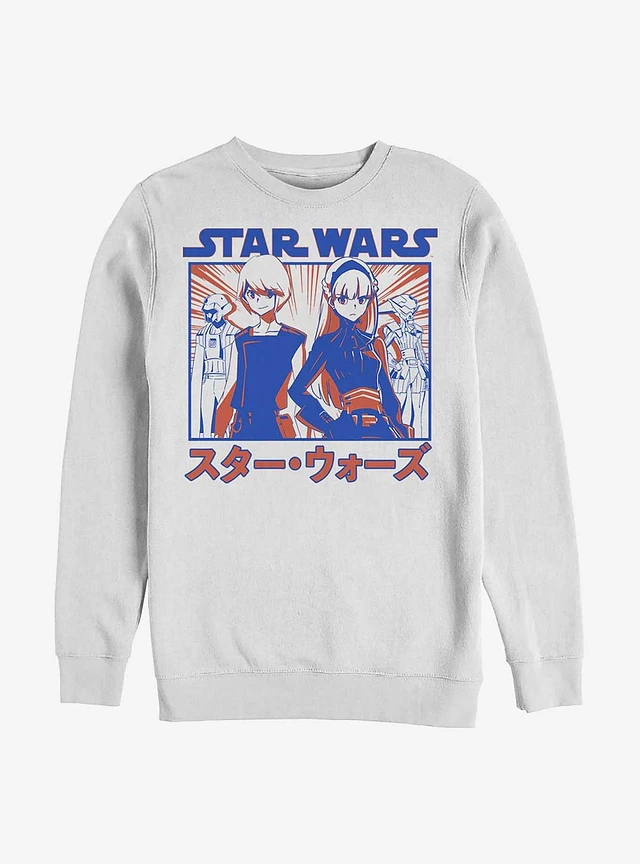 Hot Topic Star Wars: Visions The Twins Anime Crew Sweatshirt Hot Topic Star Wars: Visions The Twins Anime Crew Sweatshirt