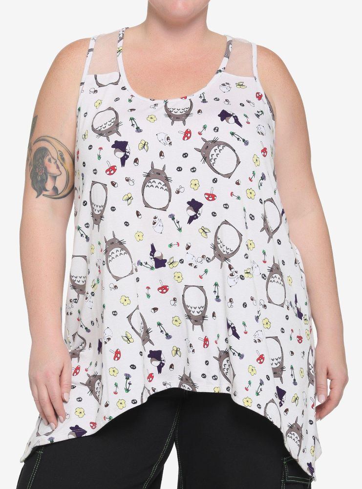 Hot Topic Studio Ghibli My Neighbor Totoro Floral Mesh Panel Girls Tank