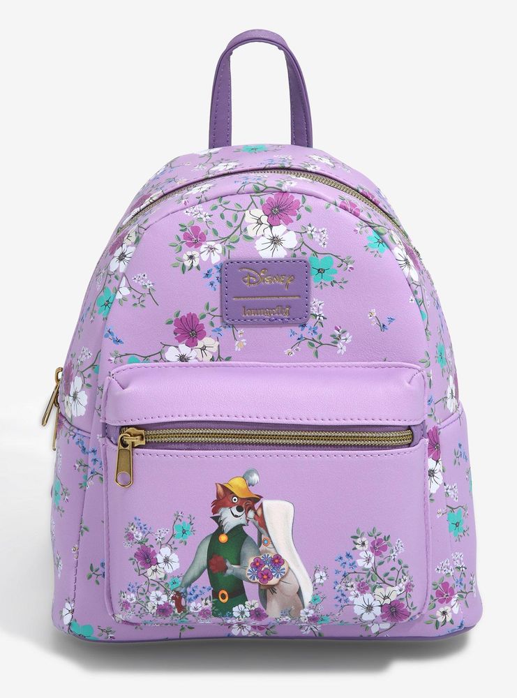 Hot Topic Loungefly Disney Robin Hood Kisses Floral Mini Backpack ...