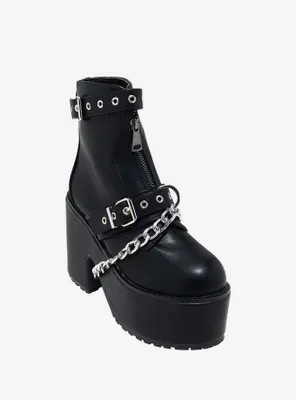 Hot Topic YRU Black Flame Platform Cowboy Boots | Hawthorn Mall