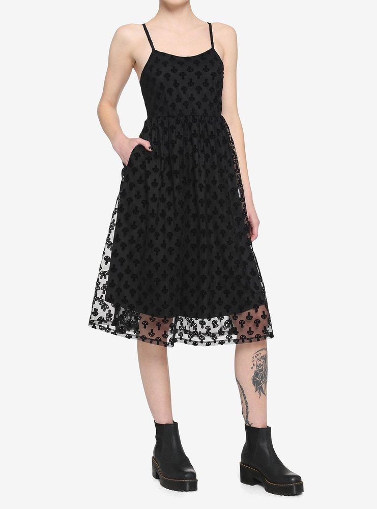 Hot Topic Black Flocked Mushroom Midi Dress Mall of America®