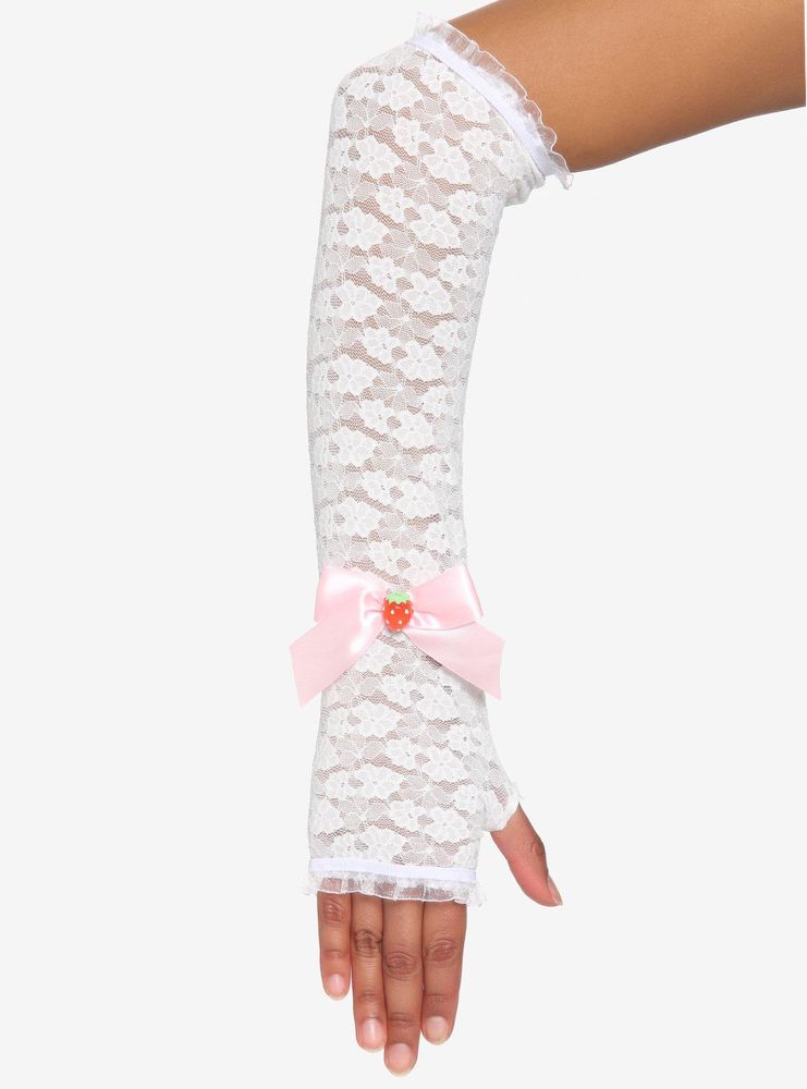 Hot Topic White Lace Strawberry Long Arm Warmers Mall of America®