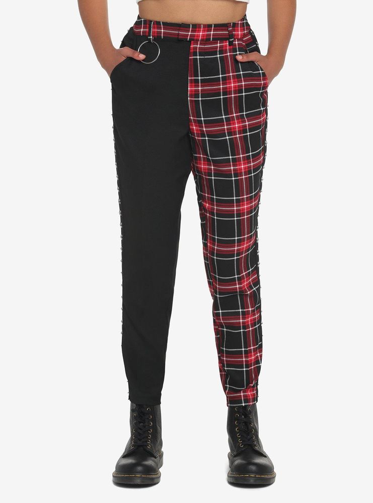 Hot Topic Black & Red Plaid Split Pants | Mall of America®