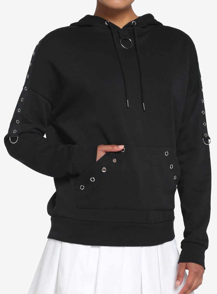 Hot Topic Black Grommet Oversized Girls Hoodie Mall of America®