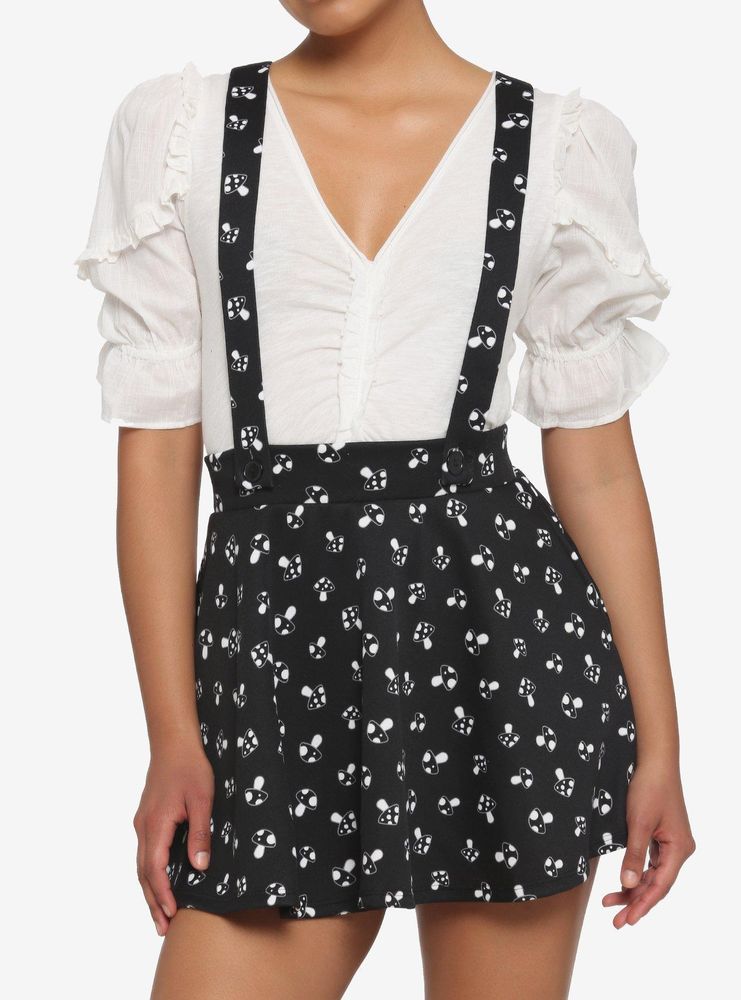 Hot Topic Black & White Mushroom Suspender Skirt Mall of America®