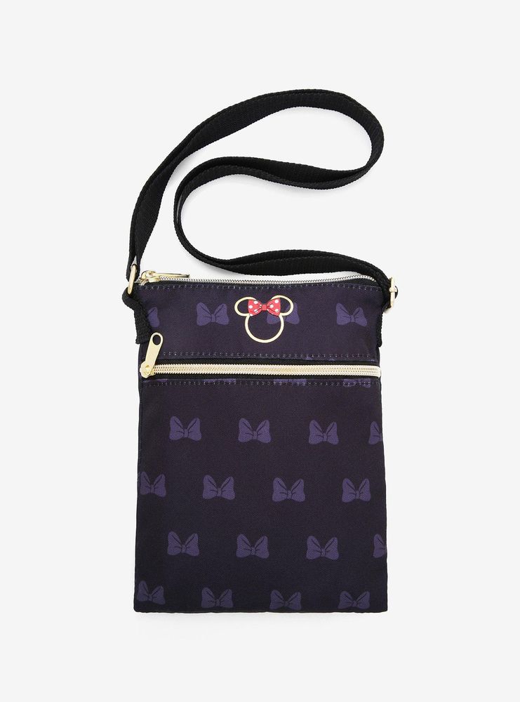 Hot Topic Loungefly Disney Minnie Mouse Gold & Black Passport Crossbody ...