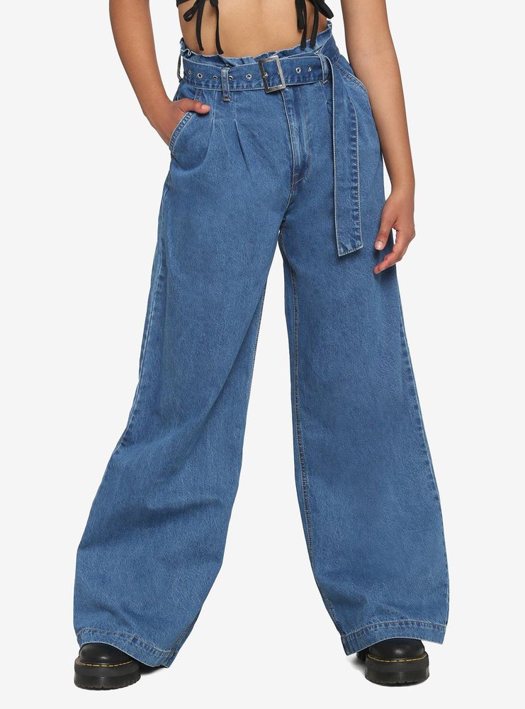 Hot Topic Wide Leg Grommet Belt High-Waisted Denim Pants | Mall of America®