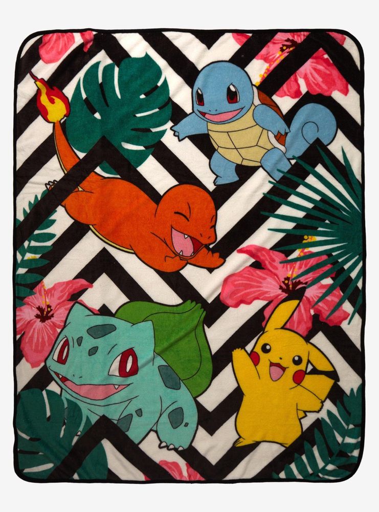 Hot Topic Pokemon Kanto Starters Leaf Throw Blanket Pueblo Mall