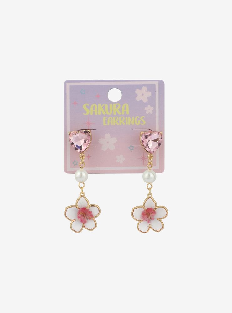 Hot Topic Sakura Pearl Heart Gem Earrings | Bramalea City Centre