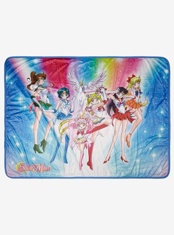 Hot Topic Sailor Moon Group Rainbow Throw Blanket Bayshore Shopping