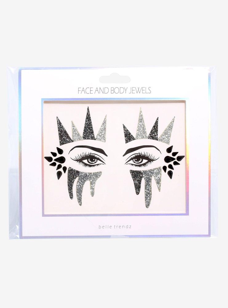 Hot Topic Belle Trendz Black & Silver Glitter Face Sticker Jewels