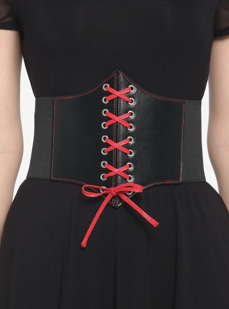 Hot Topic Black And Red Lace Up Corset Belt Bayshore Shopping Centre 6224