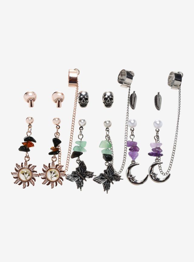 Cuff earrings with on sale chain hot topic