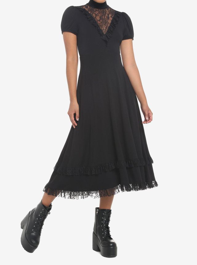 Zara black hotsell lace midi dress