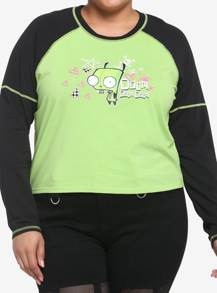 Hot Topic Invader Zoom GIR Contrast Stitch Girls Raglan Long