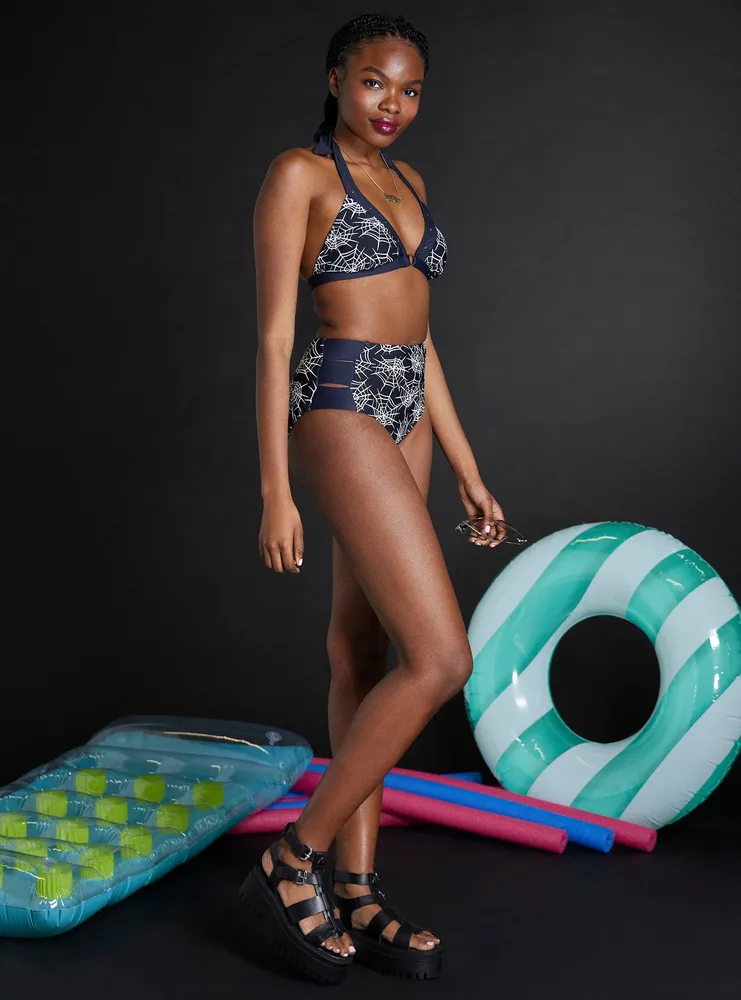 Hot Topic Spiderweb Cutout High Waisted Swim Bottoms Connecticut