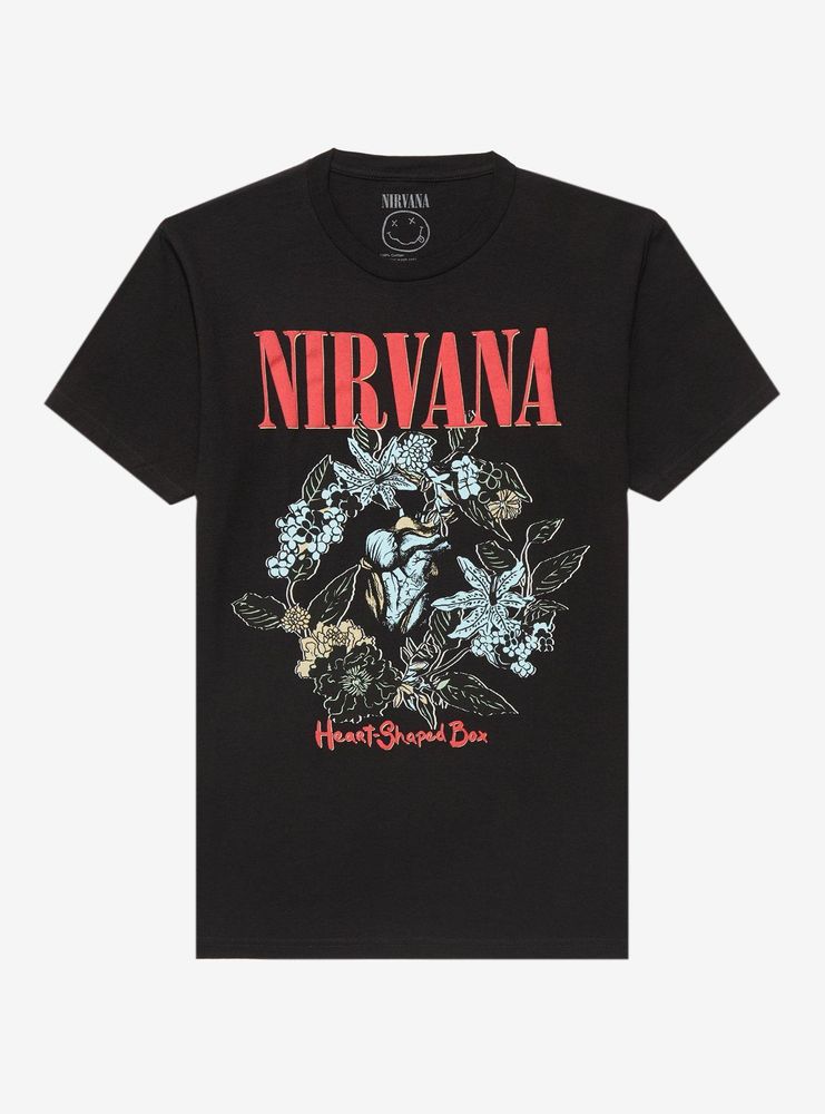 Hot Topic Nirvana Heart-Shaped Box Heart Flowers Boyfriend Fit