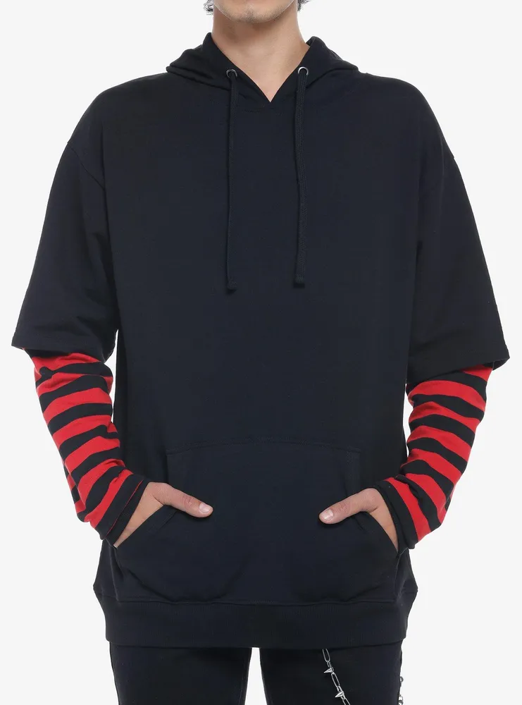 Hoodie with hot sale striped sleeves