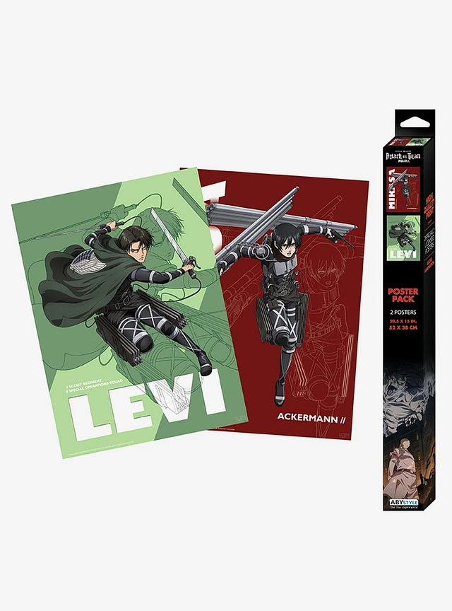 Attack On Titan Mikasa and Levi Boxed Poster Set at CoolSprings