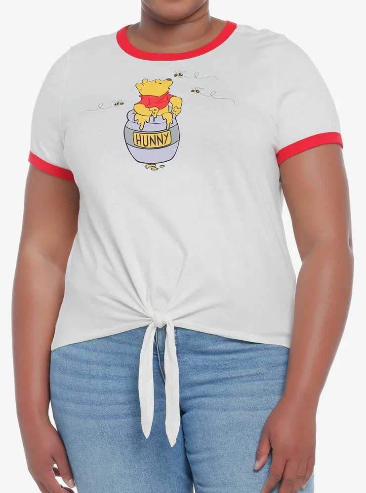 Hot Topic Disney Winnie The Pooh Tie-Front Girls Ringer T-Shirt