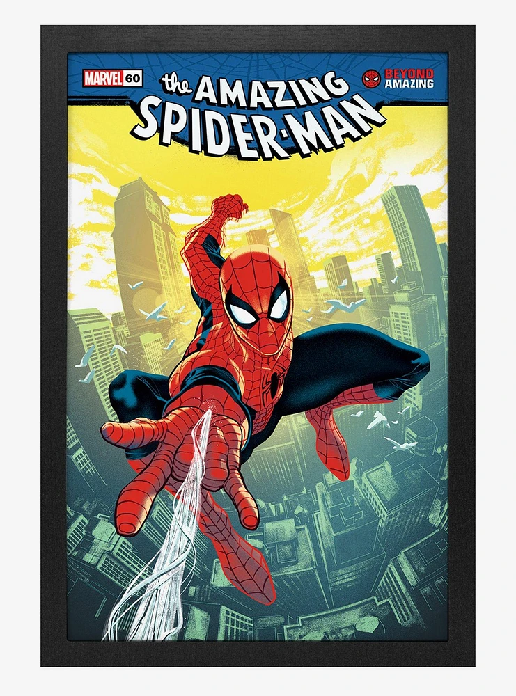 Hot Topic Marvel Spider-Man 60Th Ann Swinging Framed Wood