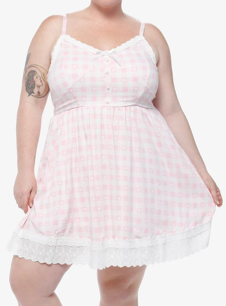 Pink gingham dress deals plus size