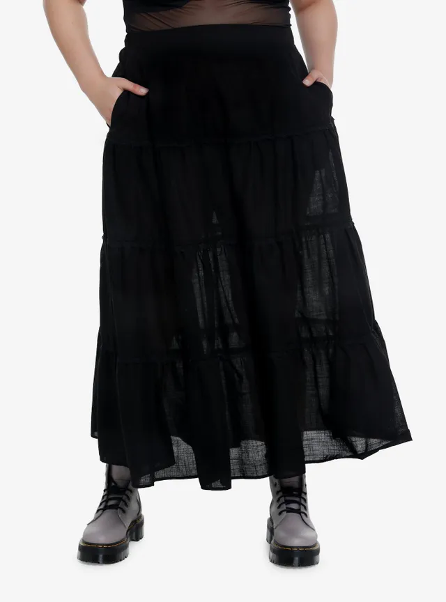 Hot Topic Sweet Society Black Asymmetrical Midi Skirt Plus Sizes