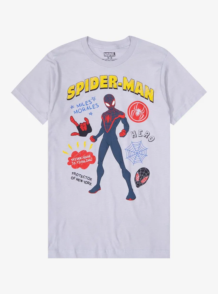 Boxlunch Marvel Spider-Man Miles Morales Doodle Icons Women's T-Shirt ...