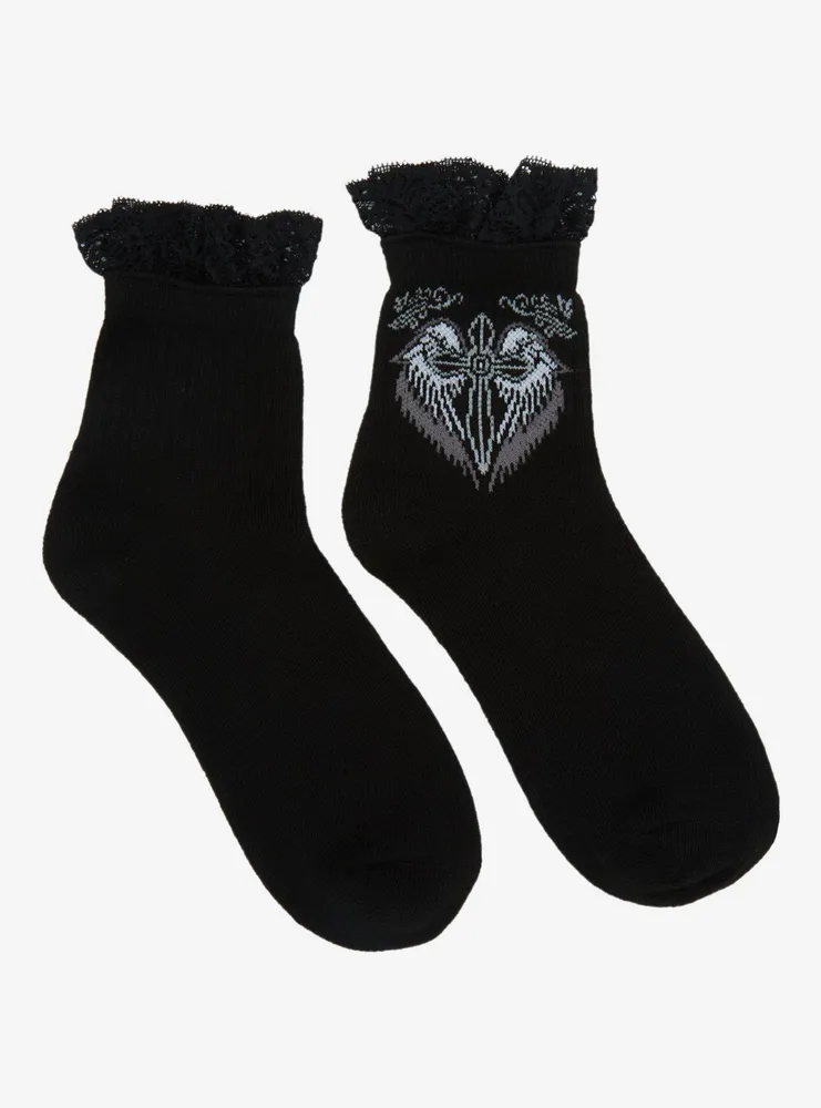 Hot Topic Winged Cross Lace Ankle Socks | Mall of America®