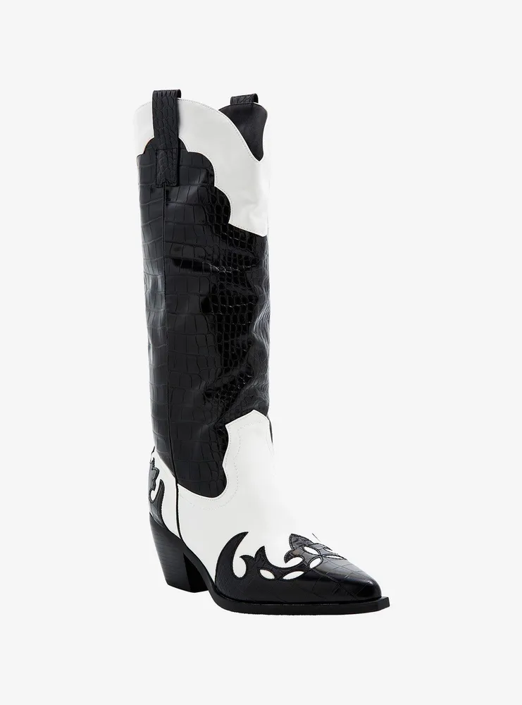 Black white cowboy boots hotsell