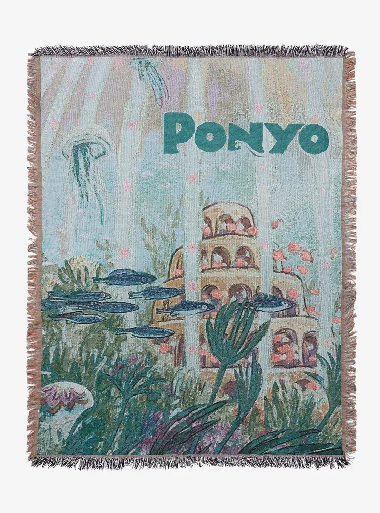 Boxlunch Studio Ghibli Ponyo Underwater Scene Portrait Tapestry Throw ...