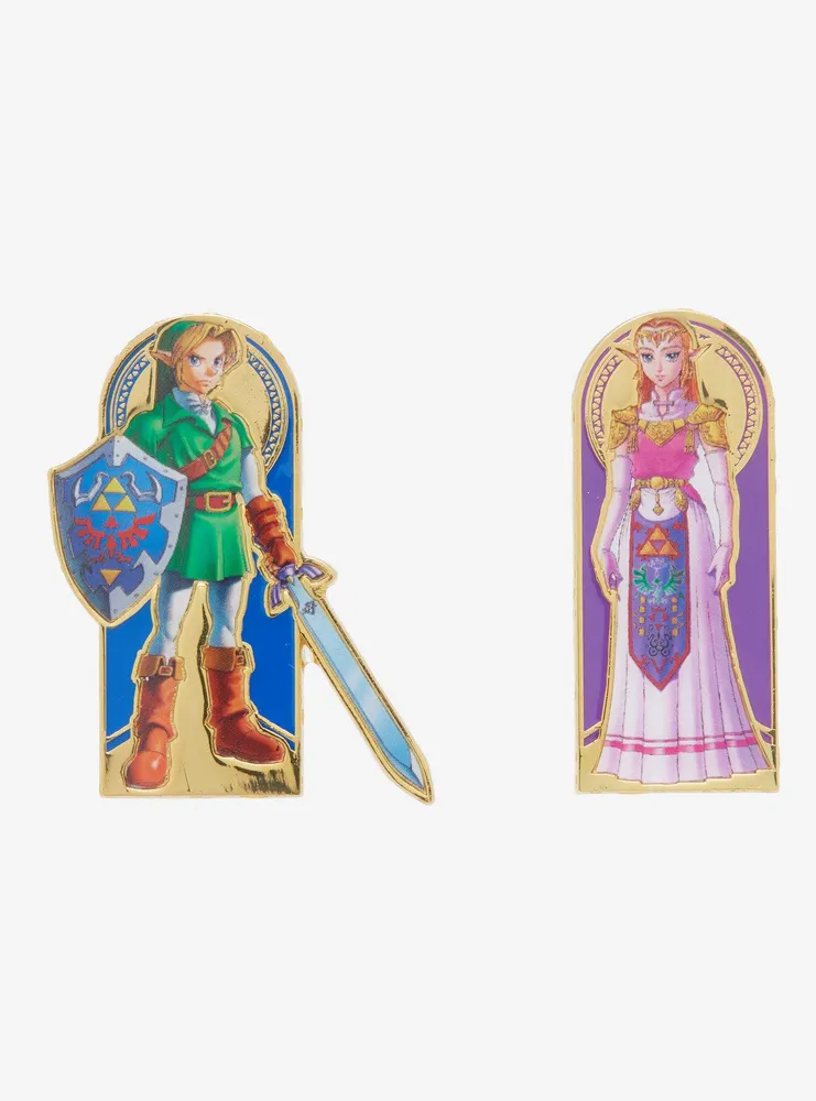 Boxlunch Nintendo The Legend Of Zelda Link And Zelda Portrait Enamel Pin Set Boxlunch Exclusive