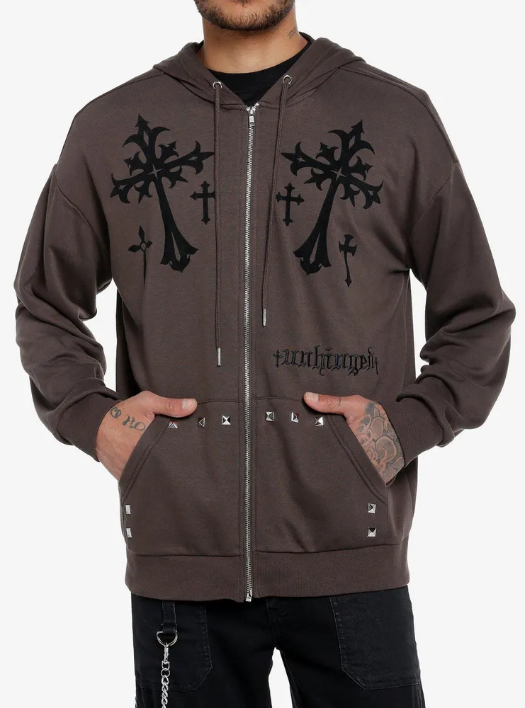 Hot Topic Social Collision Gothic Cross Studded Hoodie | Bramalea