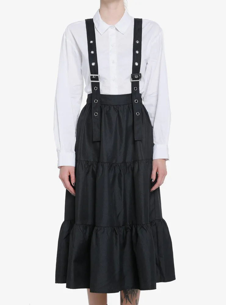 Hot Topic Cosmic Aura Black Tiered Suspender Skirt | Green Tree Mall