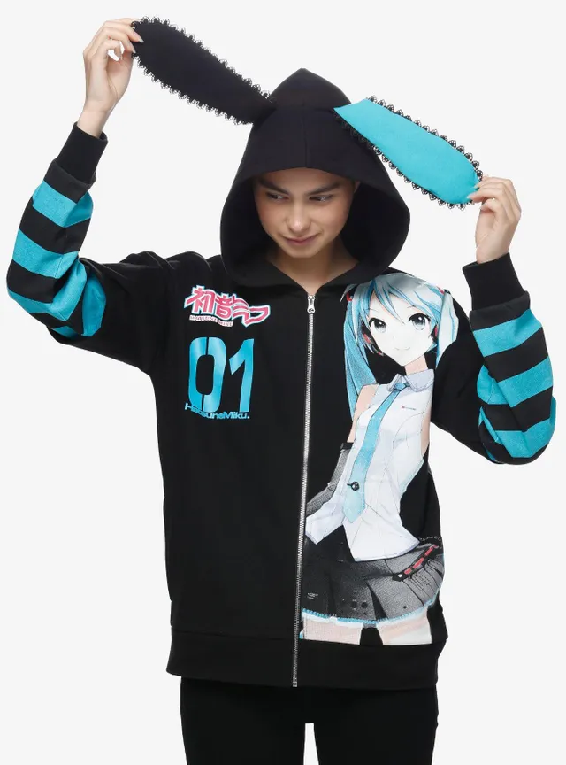 Hot Topic Hatsune Miku Jumbo Print Stripe Girls Hoodie at Bramalea